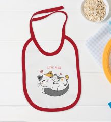 BK Kids Love You Tasarımlı Kırmızı Bebek Body Zıbın ve Mama Önlüğü Hediye Seti-1