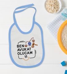 BK Kids Avukat Olucam Tasarımlı Mavi Bebek Mama Önlüğü-1