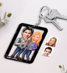 Kişiye Özel İsimli Sevgililer Karikatürlü Ahşap Anahtarlık-50