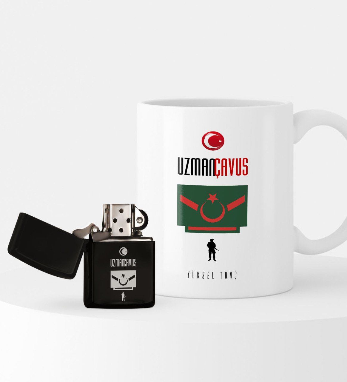 Kişiye Özel Uzman Çavuş Temalı Çakmak ve Kupa Seti - 1