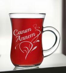 BK Gift Canım Annem Tasarımlı Keyif Kulplu Çay Bardağı-1, Anneye Hediye, Anneler Günü Hediyeleri