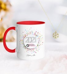 BK Gift Kişiye Özel 2023 Sana Mutluluk Getirsin Kırmızı Kupa ve Kar Tanesi Kolye-1