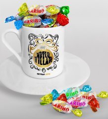 Kişiye Özel Yılbaşı Mutlu Yıllar Türk Kahvesi Fincanı ve Haribo Şeker Hediye Seti-9