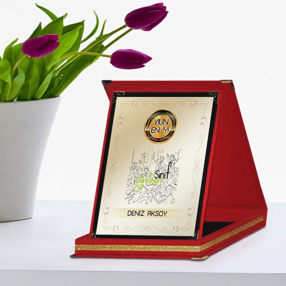 Kişiye Özel Yılın En İyi Sınıf Öğretmeni Kırmızı Plaket Ödülü - 4