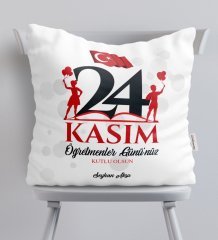 Kişiye Özel Öğretmenler Gününüz Kutlu Olsun Saten Yastık - 2