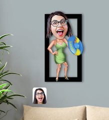 BK Gift Kişiye Özel Tatilci Kankalar Karikatürlü 3D Ahşap Tablo-1