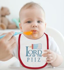 BK Kids Lord Of The Piiz Tasarımlı Kırmızı Bebek Body Zıbın ve Mama Önlüğü Hediye Seti-1