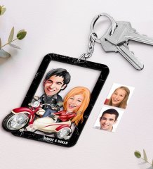 Kişiye Özel İsimli Sevgililer Karikatürlü Ahşap Anahtarlık-12