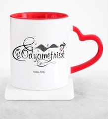 Kişiye Özel Mesleki Odyometrist Kırmızı Kalpli Kupa Bardak