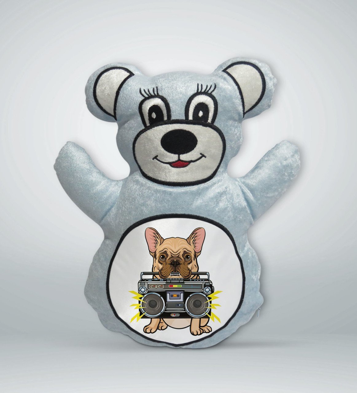 BK Gift Şarkıcı Köpek Tasarımlı Mavi Ayıcık Yastık-1