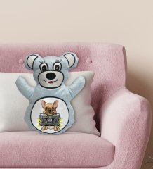 BK Gift Şarkıcı Köpek Tasarımlı Mavi Ayıcık Yastık-1