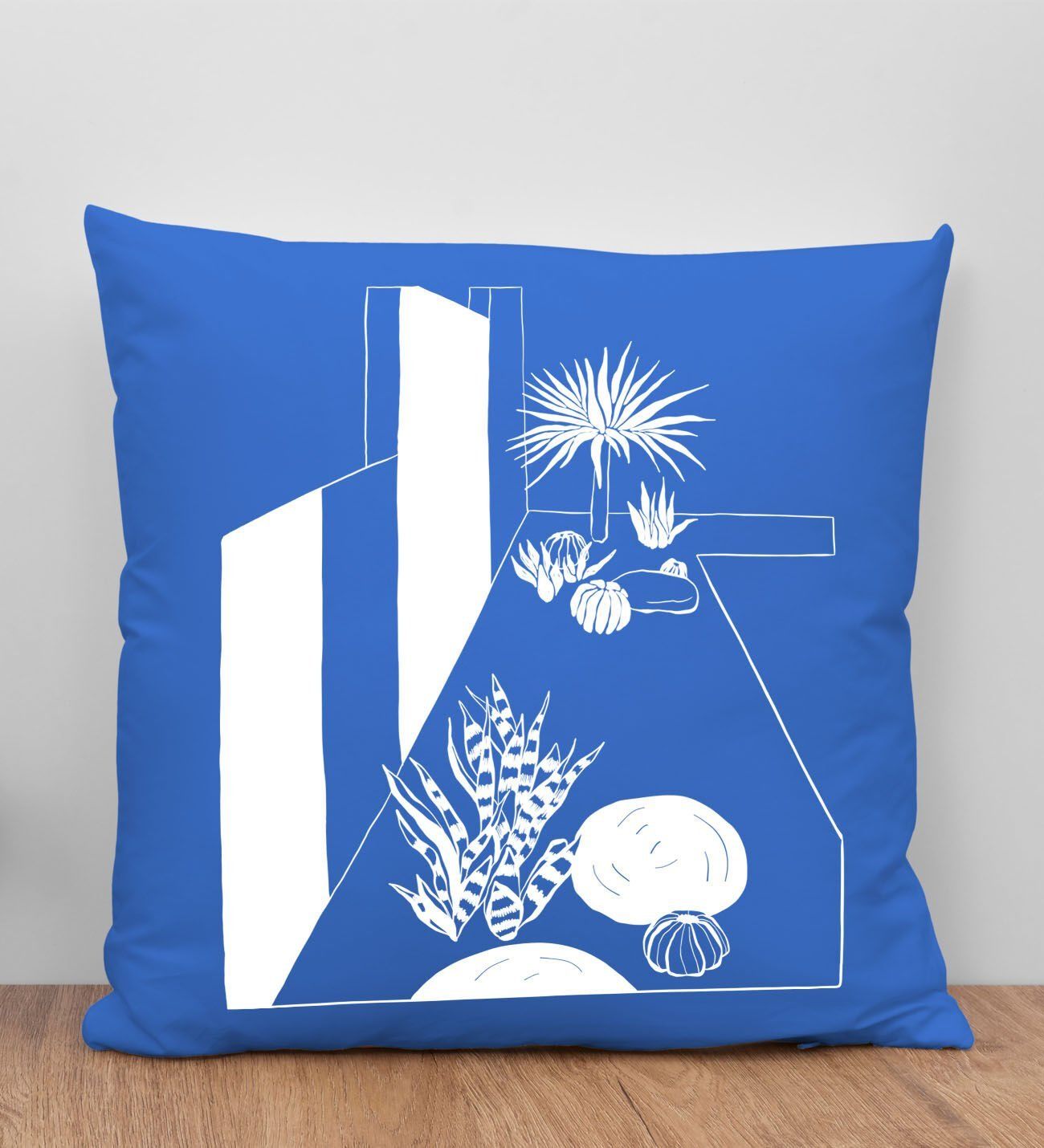 BK Gift Modern Art Tasarımlı Mavi Kırlent Yastık, Arkadaşa Hediye, Ev Dekorasyonu, Ev Hediyesi-6