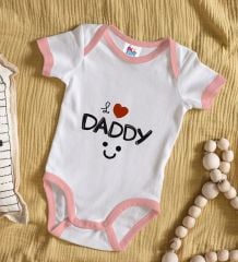 BK Kids I Love Daddy Tasarımlı Pembe Bebek Body Zıbın-1