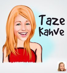 Kişiye Özel Kadın Taze Kahve Tasarımlı Dijital Karikatür-1