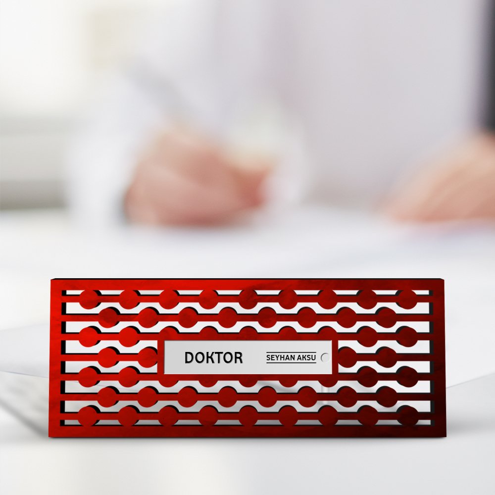 Kişiye Özel Mesleki Doktor Ahşap Masa İsimliği (Model K3)