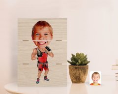 Kişiye Özel Çocuk Kick Box Karikatürlü Otantik Masaüstü Ahşap Palet Çerçeve-1