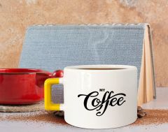 BK Gift Kişiye Özel İsimli Sarı Kulplu Çay & Kahve Fincanı-2, Arkadaşa Hediye, Sevgiliye Hediye