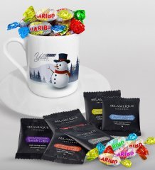 Kişiye Özel Yılbaşı Mutlu Yıllar Türk Kahvesi Fincanı Selamlique Karışık Türk Kahvesi ve Haribo Şeker Hediye Seti-19