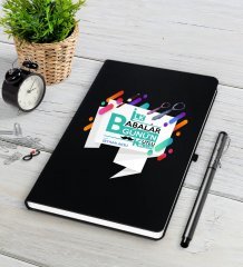 Kişiye Özel İlk Babalar Günün Kutlu Olsun Siyah Defter Kalem Seti-6