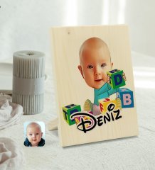 Kişiye Özel İsimli Bebek Karikatürlü Dekoratif Ahşap Çerçeve Model 5