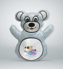 BK Gift Sevimli Süper Ayıcık Tasarımlı Mavi Ayıcık Yastık-1