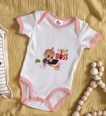 BK Kids Mini Boss Tasarımlı Pembe Bebek Body Zıbın-1