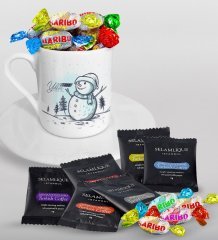Kişiye Özel Yılbaşı Mutlu Yıllar Türk Kahvesi Fincanı Selamlique Karışık Türk Kahvesi ve Haribo Şeker Hediye Seti-18