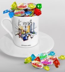 Kişiye Özel İç Mimar Türk Kahvesi Fincanı ve Haribo Şeker Hediye Seti-4
