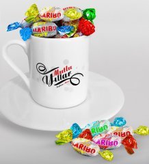 Kişiye Özel Yılbaşı Mutlu Yıllar Türk Kahvesi Fincanı ve Haribo Şeker Hediye Seti-6