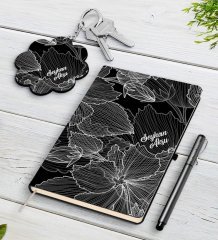 Kişiye Özel İsimli Siyah Defter Kalem Ve Anahtarlık Hediye Seti-17