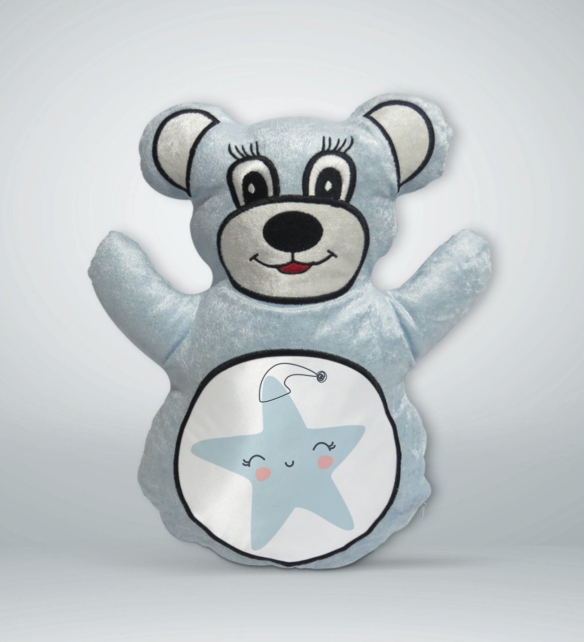 BK Gift Sevimli Sevimli Yıldız Tasarımlı Mavi Ayıcık Yastık-1