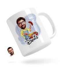 Kişiye Özel Erkek Mangalcı Karikatürlü Beyaz Kupa Bardak-1