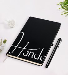 Kişiye Özel El Yazılı Siyah Defter Kalem Seti-6
