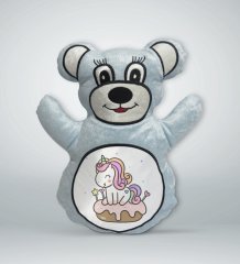 BK Gift Sevimli Sevimli Unicorn Tasarımlı Mavi Ayıcık Yastık-1