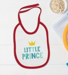 BK Kids Little Prince Tasarımlı Kırmızı Bebek Body Zıbın ve Mama Önlüğü Hediye Seti-1