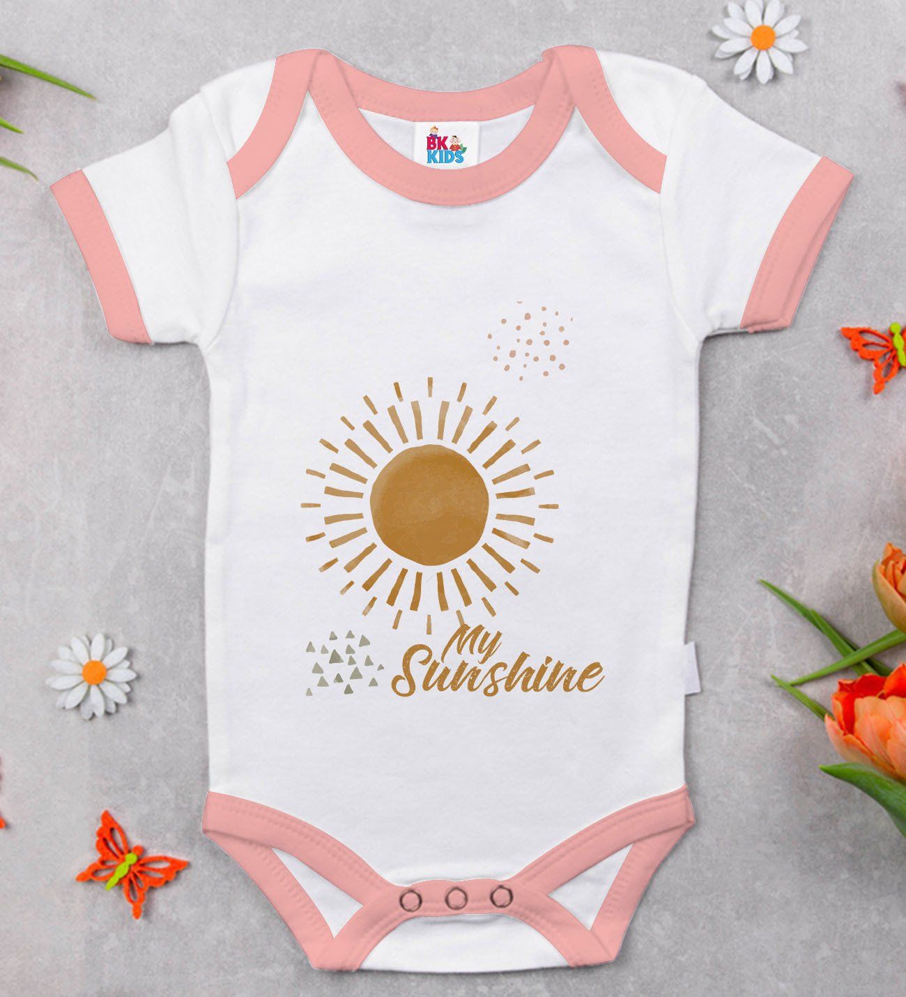 BK Kids My Sunshine Tasarımlı Pembe Bebek Body Zıbın-1