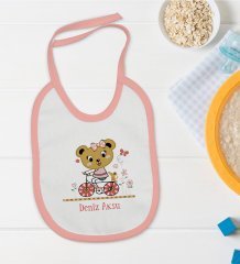 BK Kids Kişiye Özel Pembe Bebek Mama Önlüğü - Model 137