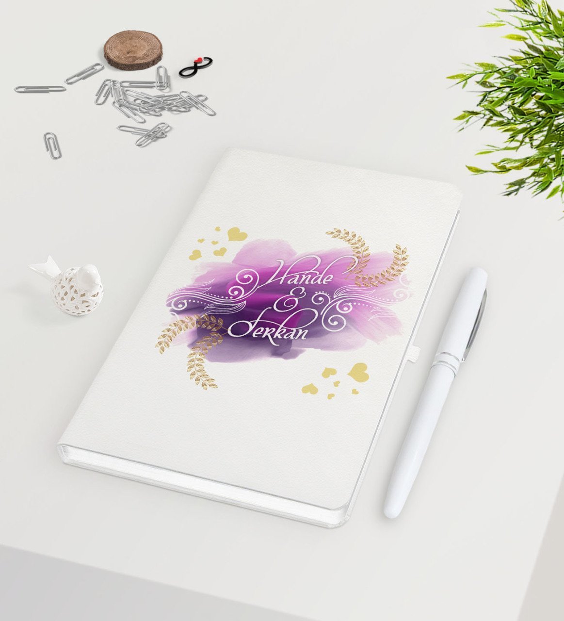 Kişiye Özel Sevgililer Günü Beyaz Defter Kalem Seti-121
