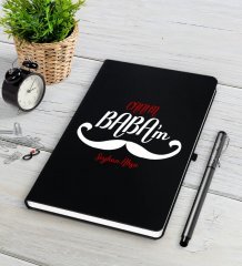 Kişiye Özel Canım Babam Siyah Defter Kalem Seti-8