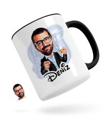Kişiye Özel Erkek Karikatürlü Siyah Kupa Bardak-50