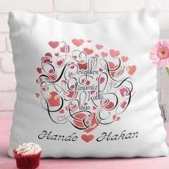 Kişiye Özel Sevgililer Günü Tasarımlı Beyaz Yastık - 1