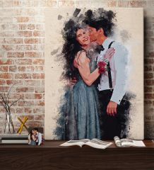 BK Gift Kişiye Özel Suluboya Kanvas Tablo 70x100cm, Suluboya Portresi, Duvar Dekoru, Arkadaşa Hediye, Sevgiliye Hediye, Ev ve Ofis Hediyesi-6