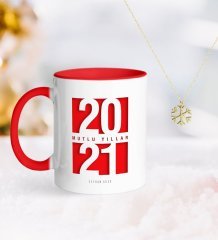 BK Gift Kişiye Özel 2023 Mutlu Yıllar Kırmızı Kupa ve Kar Tanesi Kolye-7