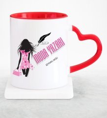 Kişiye Özel Mesleki Moda Yazarı Kırmızı Kalpli Kupa Bardak