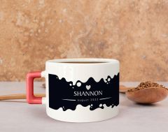 BK Gift Kişiye Özel İsimli Tarihli Pembe Kulplu Çay & Kahve Fincanı-5, Arkadaşa Hediye, Sevgiliye Hediye