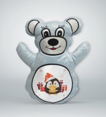 BK Gift Sevimli Sevimli Penguen Tasarımlı Mavi Ayıcık Yastık-1