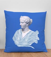 BK Gift Modern Art Tasarımlı Mavi Kırlent Yastık, Arkadaşa Hediye, Ev Dekorasyonu, Ev Hediyesi-1