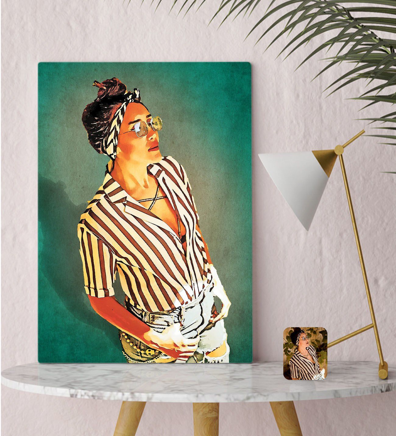 BK Gift Kişiye Özel Suluboya Kanvas Tablo 30x50cm, Suluboya Portresi, Duvar Dekoru, Arkadaşa Hediye, Sevgiliye Hediye, Ev ve Ofis Hediyesi-5