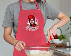 BK Gift Kişiye Özel Anneler Günü Karikatürlü Profesyonel Kırmızı Mutfak Önlüğü, Aşçı Önlüğü, Şef Önlüğü, Arkadaşa Hediye-9