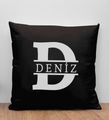 BK Gift Kişiye Özel Harfli Premium Kumaş Siyah Kırlent Yastık-1, Arkadaşa Hediye, Ev Hediyesi, Doğum Günü Hediyesi
